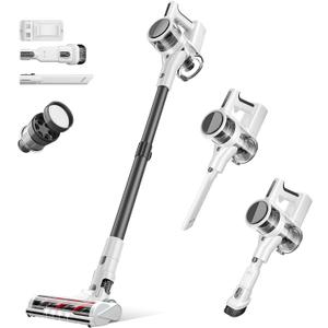 80,000PRM Powerful Motor Vacuum Cleaners for Home, Cordless Vacuum, 2200mAH Battery up to 35 Mins Runtime, 2 Adjustable Modes and Detachable Parts (White Zinc Gray)