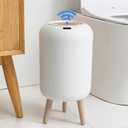 URALFA Motion Sensor Trash Can with Lid, 3 Gallon / 11 L Automatic Bathroom Trash Can, Touchless Trash Bin, Smart Plastic Garbage Can with Removable Legs for Bathroom, Bedroom, Kitchen, Office, White