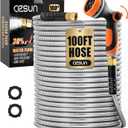 Cesun 100 ft Metal Garden Hose, Stainless Steel Heavy Duty Water Hose With 10 Function Nozzle, No Kink & Flexible, Lightweight and Durable, Rust Proof for Yard, RV, Pet Bath, Outdoor, 100 foot x 5/8"