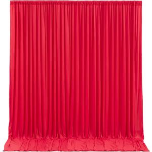 Red Backdrop Curtains 4 Panels-Wrinkle-Free Polyester Photography Drapes Party Photo Backgrounds for Wedding Christmas Photo Backdrops- 16 X10FT (Red)