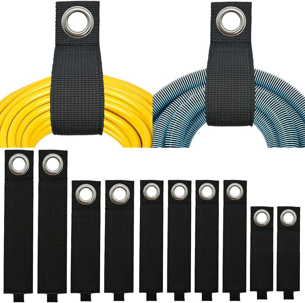 Heavy-Duty Storage Straps (Assorted 10 Pack) - Extension Cord Storage, Organizer, Cord Wrap Keeper, Cable Straps for Tools, Hoses, Rope, RV, Workshop and Garage Wall Storage and Organization