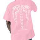 Oversized Graphic Tees Men Vintage Y2K Print Shirts Streetwear Unisex Harajuku T-Shirts Pink S