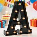 Light Up LED Letter Marquee Sign - Alphabet Marquee Letters with Lights For Wedding Birthday Party Christmas Night Light Lamp Home Bar 2026 Graduation Decoration A, Black