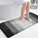 OLANLY Bathroom Runner Rugs 47x20, Extra Soft Absorbent Microfiber Bath Rugs, Rubber Backing, Quick Dry, Machine Washable Bath Mats for Bathroom Floor, Tub, Shower and Home Decor Accessories, Black