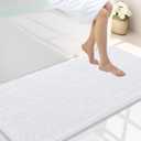 Smiry Luxury Chenille Bathroom Rugs 40x24, Extra Soft and Absorbent Shaggy Bath Mat, Machine Washable, Non-Slip Plush Carpet Runner for Tub, Shower, and Floor, Home Decor Accessories, White