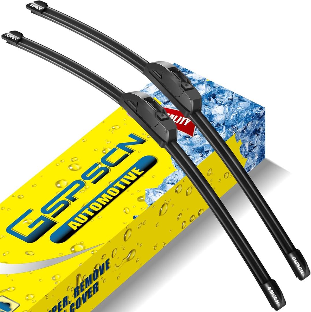 GSPSCN 26''+17'' Metal Base 2X Lifespan Windshield Wiper Blades (Pack of 2)OEM Quality Premium Original Quiet Wiper BladesStable All-Season J Hook Replacement Wipers