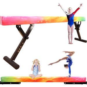 MARFULA Adjustable Balance Beam 8 ft Gymnastic Beam Adjustable Height for Kids and Teenage of All Gymnastic Levels, Gymnastic Training Beam Gymnastic Equipment for Athlete Home and Gym Club Use, Height: 9 inch - 29 inch