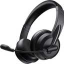 Wireless Headset with Mic for Work with Cancelling Mic for Home Office Remote Work, Bluetooth V5.3 Wireless Headphones with Mic to USB A/C Dongle & Mic Mute (Black)