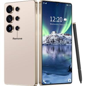 I25 Ultra Unlocked Phone 16+1TB,Built in Pen The Phone,Battery 7000mAh 6.99" HD Screen,Android 14 Smartphone,Face ID/5G/Fingerprint Lock/Dual SIM/GPS (Gold, 16+1TB)