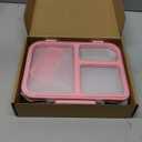 Stainless Steel Bento Box for Kids, 3-Compartment Metal Lunch Box with Clear Lid & Removable Silicone, Lunch Box Kids with Silicone Inner Container for Meal Prep, School, Office (Pink)