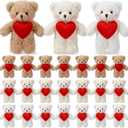 Jenaai 24 Pcs Valentine's Day Mini Teddy Bear Bulk, 5.1 Inch Valentines Day Stuffed Animals Soft Plush Toys for Kids Grils Boys Birthday Gifts Party Favors Wedding Supplies(Love Bear)