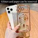 for iPhone 17 Pro Max Case, Glitter Clear Cute Paw Love Heart, Compatible with MagSafe, Strong Magnetic Full Camera Lens Protection Cover, Soft Slim Bling Phone Case 6.9" - Gold