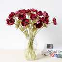 5Pcs Artifical Real Touch PU Anemone Flower Bouquet Room Home Decor (Red)
