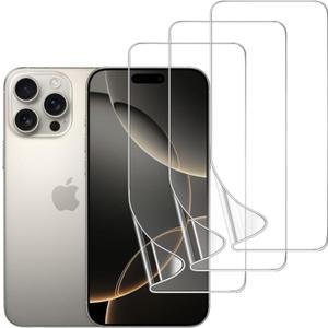3 Pack TPU Screen Protector for iPhone 16 Pro, Self-Healing HD Clear Soft Flexible Hydrogel Film Compatible with iPhone 16 Pro 6.3" - Scratch-Resistant, Bubble Free, Easy Installation