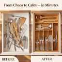 Liviys Cutlery Drawer Organizer for Kitchen Utensils, 13-20 Inches Expandable Bamboo Utensil Tray, Large Wooden Silverware Organizer Insert for Kitchen Drawers