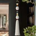 IOWER Macrame Wall Hanging Decorative Balls Colorful Knot Tassel Hanging Fiber Yarn Art Handmade Boho Wall Decor for Living Room Bedroom Nursery or Apartment 27" L x 2.3" W