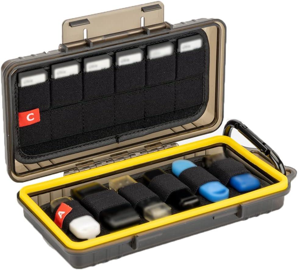 Durable USB Flash Drive Case, Thumb Drive Organizer for 12 USB A/USB C Jump Drive, 24 Memory Card SD SDHC SDXC CFexpress Type A Card Case Holder, Water-Resistant and Shockproof