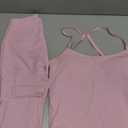 QBGJTD Womens Workout Sets Two Piece Cross Back Tank Top Matching High Waist Leggings Sets Gym Outfits Work Out Clothes (Medium, Pink)