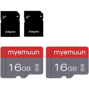 Two Memory Cards TF Card 16GB with Adapter, C10 U3 UHS-1 A1, for Camera/Smartphone/Drone/Dash Cam/Action Cam (2 x 16GB)