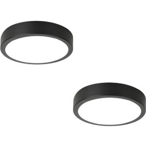11" LED Flush Mount Ceiling Light, Black Mordern Ceiling Lighting with 5CCT 2700K-5000K, Dimmable LED Light Fixtures Ceiling Mount for Kitchen Bathroom Bedroom Hallway, 2 Packs
