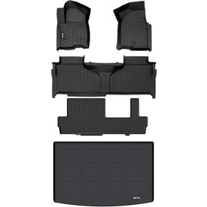 AIPOIL Floor Mats & Cargo Liner Set for 2021-2025 2026 Chevy Chevrolet Suburban & GMC Yukon XL 8 Seats (2nd Row Bench Seats) All Weather Protection TPE Full Set Custom Car Mats Accessories - Black