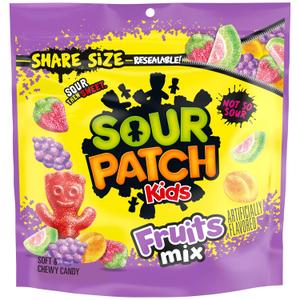 SOUR PATCH KIDS Fruits Mix Soft & Chewy Gummy Candy, Share Size, 11.03 oz (EXP 06/23/26)