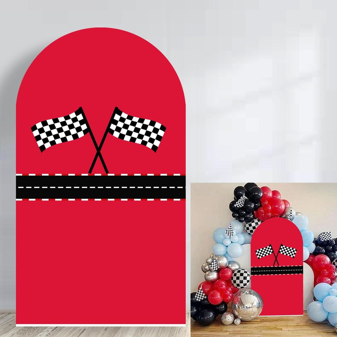 Racing Checker Texture Spandex Arch Backdrop Covers (7.2FT)