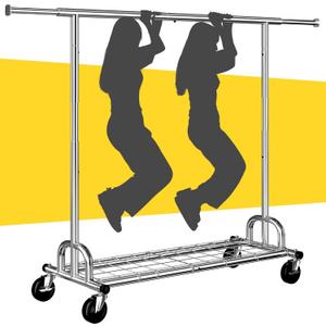 Raybee Clothes Rack, Clothing Rack Load 485 LBS, Heavy Duty Clothes Rack, Rolling Clothes Racks for Hanging Clothes, Metal Garment Rack with Sturdy Wheels