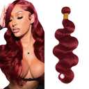 Burgundy Human Hair Bundles Burgundy Bundle 18 Inch Double Weft Bundles 99j Body Wave Bundle Human Hair