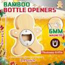 Vesici 12 Pcs Magnetic Bottle Opener 2.5in DIY Bamboo Gingerbread Man Shape Beer Openers Wooden Fridge Magnet Refrigerator Sticker Gift for Beer Lover Wedding Guest Kitchens Bars Parties