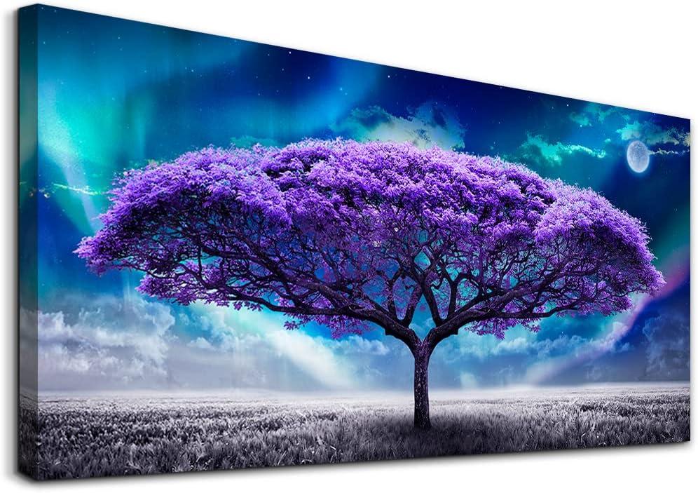 Lapremoly Purple Wall Canvas art For Living Room Bedroom Pictures Wall Decor Abstract Tree Large Art Wall Decor Nature Artwork Canvas Prints Colorful Office Paintings Decor Modern Room Decorations (40"L x 20"W)