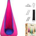 Y- STOP Kids Pod Swing Seat, Hanging Hammock Chair Swing with Inflatable Pillow, Sensory Swing Chair with Pocket for Outdoor and Indoor (Pink and Blue) pcs