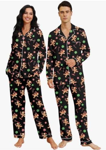 RAISEVERN Couples Christmas Matching Pajamas 2 Piece Women Men Xmas Pjs Soft Pajama Set Long Sleeve Loungewear Warm Sleepwear