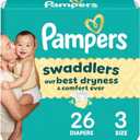 Pampers Swaddlers Diapers, Size 3 (13-26 lbs), 26 Count, Absorbent, Keeps Baby Dry and Comfortable, Skin Safe Disposable Baby Diaper