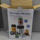 12-Piece Smoothie Blender Maker 25,000 RPM Personal Blender for Ice Crushing Smoothies & Frozen Drinks Nuts with 23oz, 32oz, 37oz Portable Cups Two 6-Leaf Stainless Steel Blades, Silver