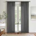 Charcoal Grey 84 Inch Pinch Pleated Linen Curtains 2 Panel Set for Living Room Thick Linen Textured Drapes 84 Inches Long Pinch Pleat Drapes Semi Sheer Curtain for Dining Bedroom Dark Slate Grey