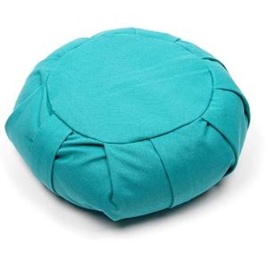 Yoga Meditation Cushion with Washable Cover - Floor Cushion Pillow with Natural Buckwheat Filling - Soft Round Cotton Design for Meditating or Pranayama Exercises (Turquoise)