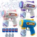 3 Pack Bubble Guns with Bubbles Solution: Automatic Bubble Maker Machine for Boys Girls, Bubble Guns Outdoor Toys for Toddlers, Party, Wedding Birthday Gifts for Ages 3 4 5 6 7 8 Year Old Kid