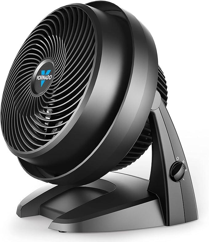 Vornado 630 Mid-Size Whole Room Air Circulator Fan for Home, 3 Speed Settings, Adjustable Tilt, Removable Grill, 9 Inch, Powerful Airflow, Manual Control Dial, Quiet Fan for Bedroom, Black