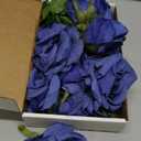 Felice Arts 12 Pack Royal Blue Artificial Flowers with Stems Silk Roses Fake Flowers Bouquet for Wedding Graduation Table Vase Home Kitchen Party DIY Decor