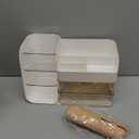 Makeup Organizer Countertop with Drawers, Cosmetic Organizer with Travel Makeup Brush Holder, Skincare Organizer & Storage with Drawers for Bathroom, Beauty Essentials, Eyeshadow (White)