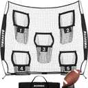 Football Nets for Throwing,Football Target,Quarterback Training Equipment with 5 Target Pockets for Improving Football Accuracy Throwing-8 x 8 ft or 7 x 7 ft Nets