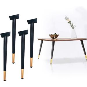 Furniture Leg 4 PCS Oblique Table Legs 40cm / 16 inch Metal Desk Chair Legs Black & Golden
