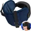 SARISUN Travel Pillows for Airplanes, Airplane Pillow for Long Flight, Airplane Head Strap with Sleep Eye Mask, 360 Support Headrest for Car Trip, Travel Essentials Stop Bobblehead, Mottled Blue