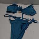 ZAFUL Women's Bikini Sets Ribbed Metal O Ring Criss Cross Two Piece Swimsuit Cheeky High Cut Side Tie Thong Bathing Suit, M