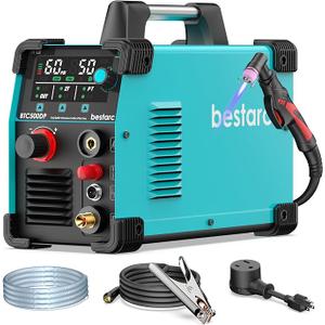 Bestarc 50A Plasma Cutter Machine [Pilot Arc], 110/220V Dual Voltage, 3/4" Max Cut on Steel, Aluminum & Copper, LED Display, Air Sensor, Post Flow, 2T/4T Mode DIY, Home Garage & Workshop
