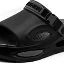 Jerzmy Cushioned Slides Mens Sandals, Ultra Comfy Men Slippers, Arch Support Man Sport Sandal with Back Strap Open Toe Shoes for Indoor Outdoor Beach Garden Travel, Black Size 10-11