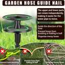 2PCS Metal Garden Hose Guide Spike, Hose Guides for Garden Heavy Duty, Cast Iron Garden Hose Guides for Outside, Rustproof Coated Hose Guide Stakes for Lawn & Yard, Plant & Flower Bed Protection