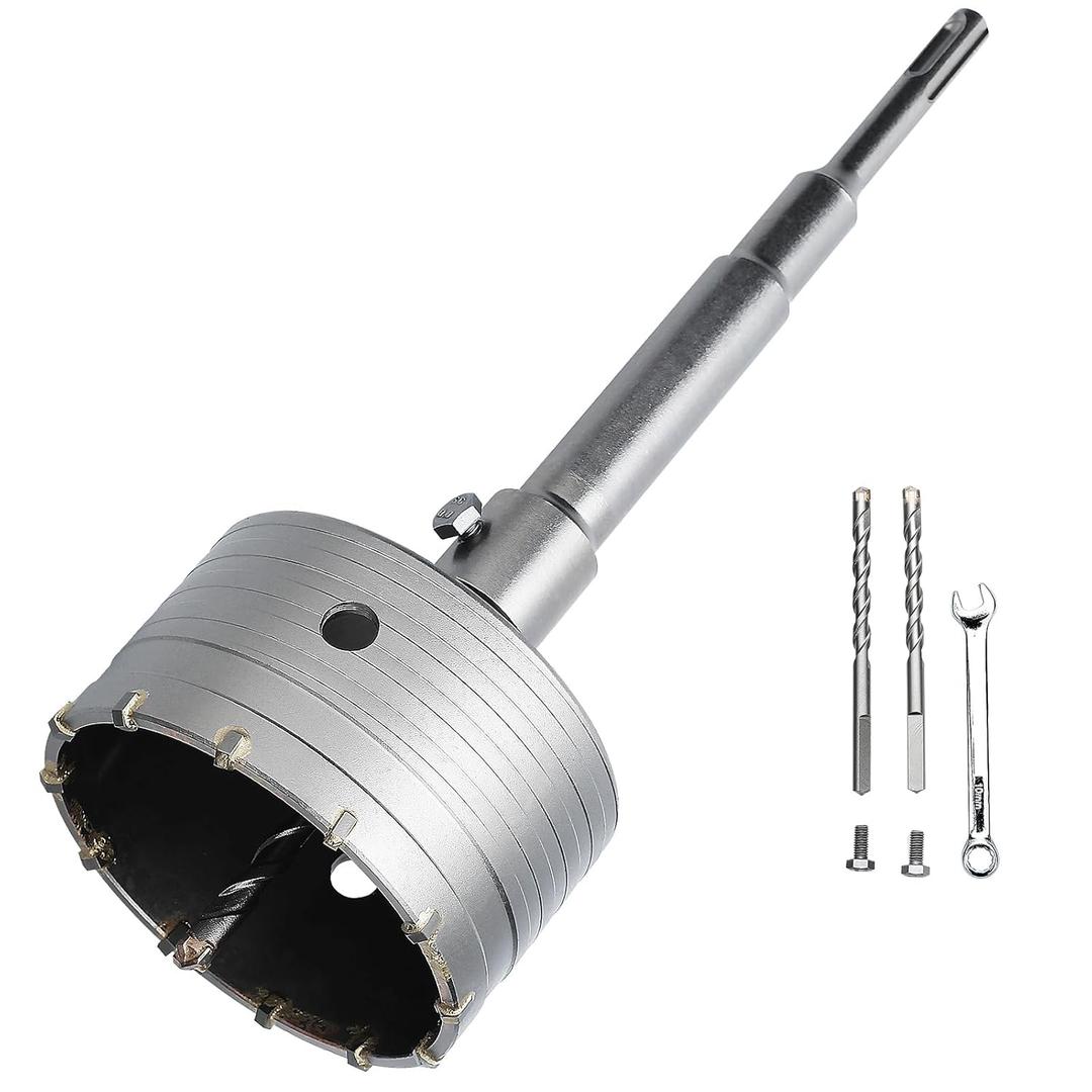 3.5 inch / 90mm Concrete Hole Saw with SDS Plus Shank Connecting Rod,Concrete Drill Bit,6.3mm Tungsten Carbide Tip Cement Hole Saw for Concrete Cement Brick Wall (90mm (3.5 inch))