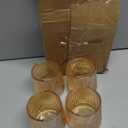 DARJEN Gold Ribbed Tealight Votive Candle Holders- 4Pack Glass Candle Holders for Table Centerpiece, Home Decor, Wedding Decor, Party Dinner